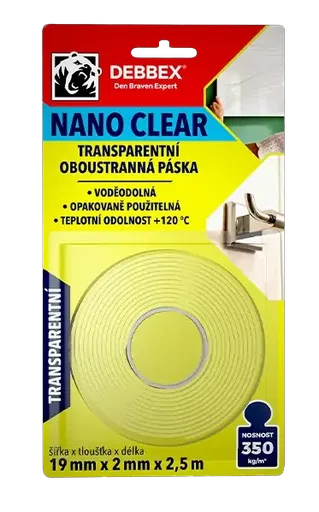 DEBBEX NANO CLEAR - Transparentná obojstranná páska 19mm x 2mm x 2,5m