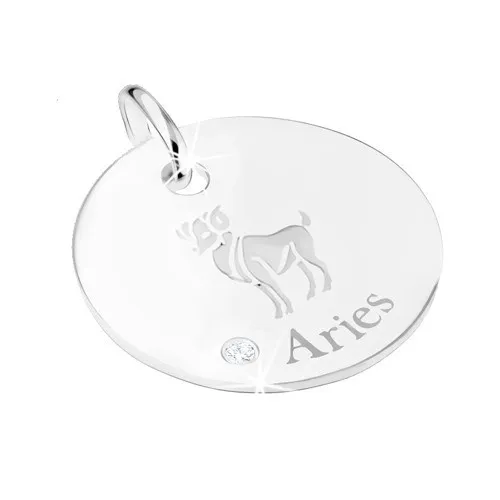 Okrúhly prívesok zo striebra 925 - známka so znamením BARAN, číry zirkón