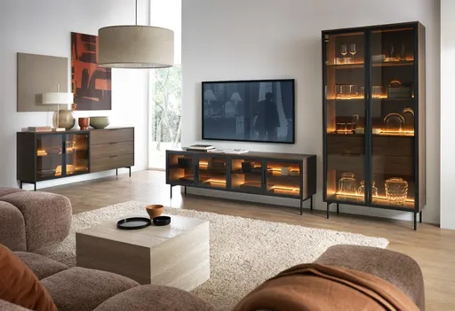 ArtLas Obývacia stena NAIRE s LED osvetlením | dub dunin