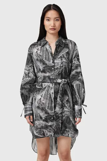 Šaty s prímesou hodvábu AllSaints LEYLA