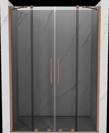 MEXEN/S - Velar Duo posuvné sprchové dvere 160, grafit, meď kartáčovaná 871-160-000-42-65