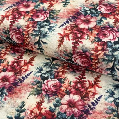 Viskóza s ľanom Viola design C digital print