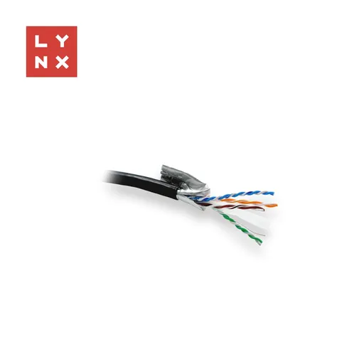 LYNX FTP kábel Cat6, PE (Fca), celomedený, vonkajší, čierny, cievka 305m