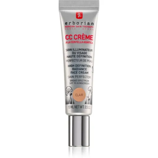 Erborian CC Crème Centella Asiatica rozjasňujúci krém pre jednotný tón pleti SPF 25 malé balenie odtieň Clair  15 ml