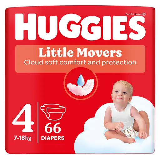 HUGGIES detské plienky Little Movers 4 veľkosť 7-18 kg 66 kusov
