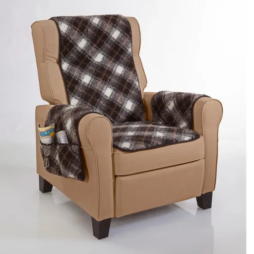 Die moderne Hausfrau Vlněný potah na křeslo, hnědé káro