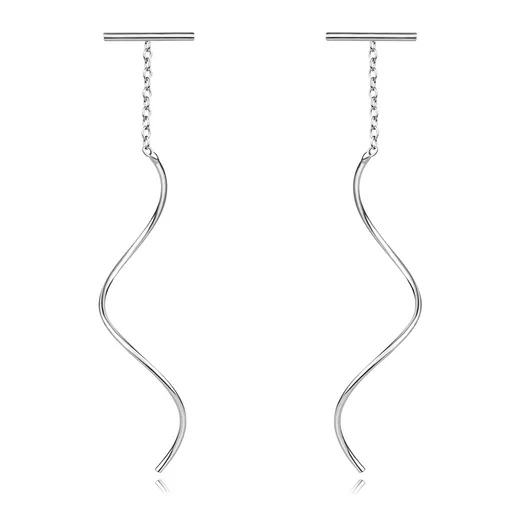 Prevliekacie náušnice v striebre 925 - lesklá špirála, krátka retiazka