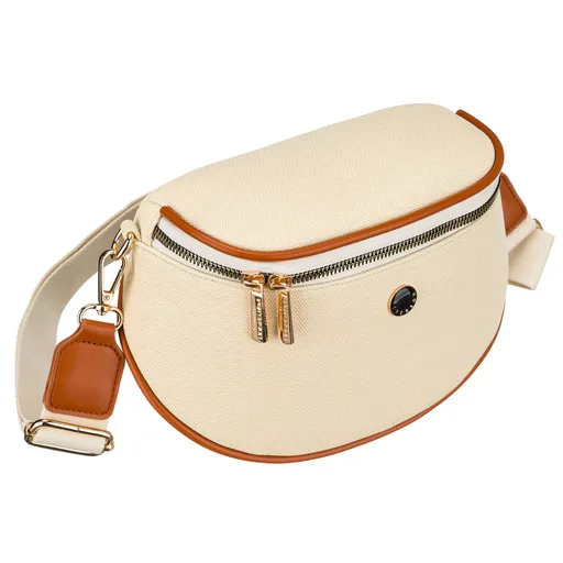 Dámska crossbody kabelka ecru s hnedými prvkami – moderný dizajn