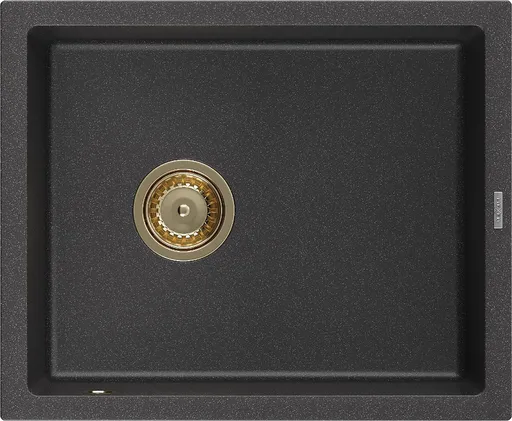 MEXEN/S MEXEN/S - Pedro granitový drez 1-miska 560 x 460 mm, čierna kropenatý, sifón zlatá 6508561000-76-G