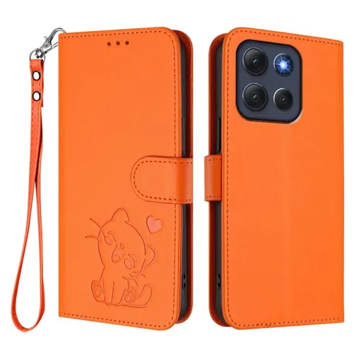 ART CAT Peňaženkový obal s remienkom pre Motorola Moto G86 Power 5G oranžový