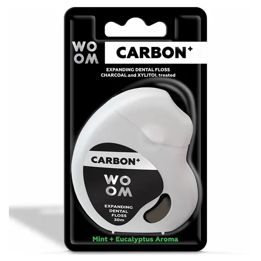 WOOM Carbon+ Expandujúca čierna zubná niť 30 m