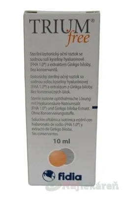 Trium Free očné kvapky s obsahom kyseliny hyaluronóvej a extraktu z Ginko biloby 10 ml