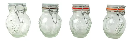 MAKRO - Dóza sklo 100ml klip, 6x8,5x7cm, rôzne farby, sklenená