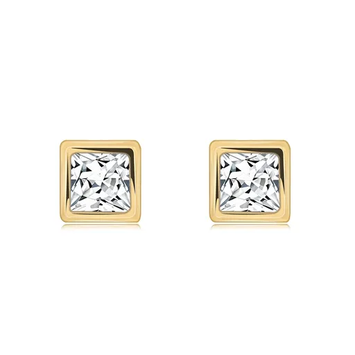 Zlaté náušnice 14K v tvare kocky s čírym zirkónom