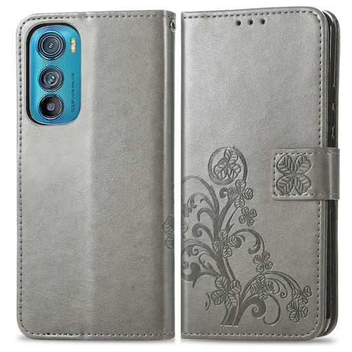 ART Peňaženkový kryt Motorola Edge 30 FLOWERS šedý