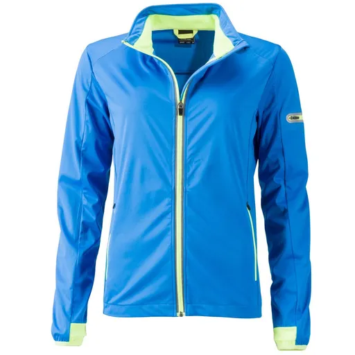 James & Nicholson (Daiber) Dámska športová softshellová bunda JN1125 - Jasnomodrá / jasnožltá | L