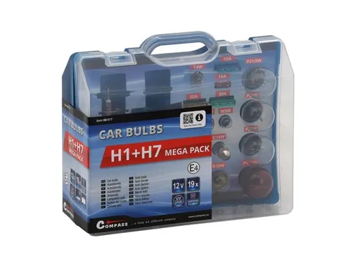 Sada autožiaroviek MEGA H1+H7+poistky COMPASS 08517