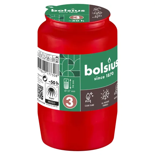 Bolsius NÁPLŇ DO HŘBITOVNÝCH SVIEČOK ČERVENÁ 2,5DNÍ HORENIA 9,6CM
