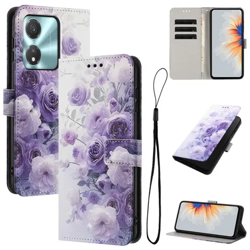 ART Peňaženkový obal pre Honor X5c Plus PURPLE ROSE