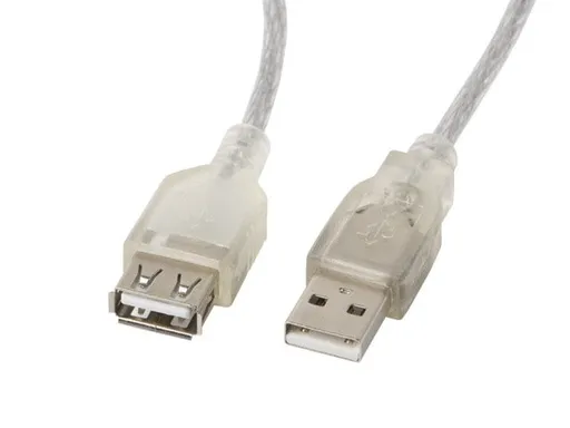 LANBERG USB-A M/F 2.0 kábel 1,8m, transparentný