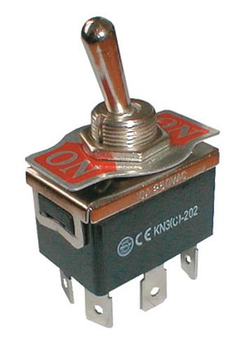 Prepínač páčkový  2pol./6pin  ON-ON 250V/10A
