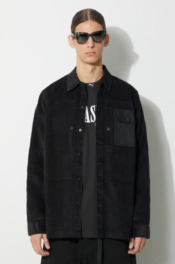Menčestrová košeľa Maharishi Hemp Cord Utility Shirt čierna farba, voľný strih, s klasickým golierom, 4566.BLACK