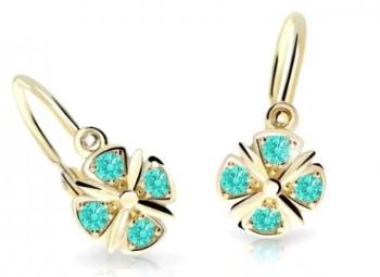 Cutie Jewellery Slušivé detské náušnice zo žltého zlata C2245-10-X-1 svetlo zelená