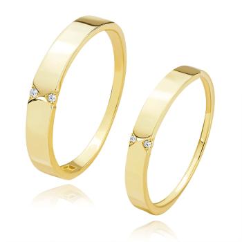 Briliantové obrúčky zo žltého 14K zlata - trojuholníkové výrezy, číre diamanty - Veľkosť: 49 mm