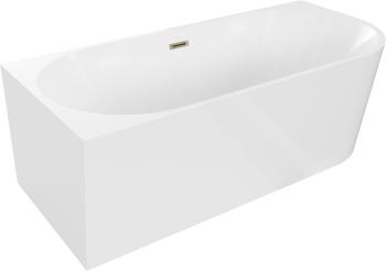MEXEN/S - Mia vaňa voľne stojaca rohová ľavá 150 x 75, biela, sifón a prepad zlatá 52691507500L-50