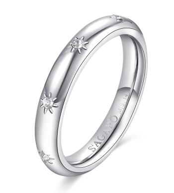 S'Agapõ Dámsky oceľový prsteň s kryštálmi For Love SFV39 56 mm