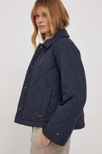 Bunda Tommy Hilfiger dámska,tmavomodrá farba,prechodná,oversize,WW0WW40468