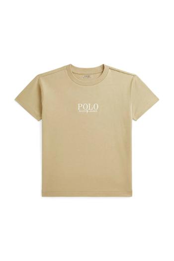 Detské bavlnené tričko Polo Ralph Lauren béžová farba, jednofarebné, 322964779005