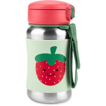 Skip Hop Spark Style Straw Bottle fľaša na vodu z nehrdzavejúcej ocele s rúrkou Strawberry 12 m+ 350 ml