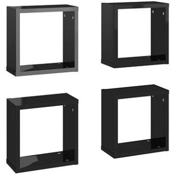 Shumee - Nástenné kocky 4 ks čierne s vysokým leskom 30×15×30 cm, 807020