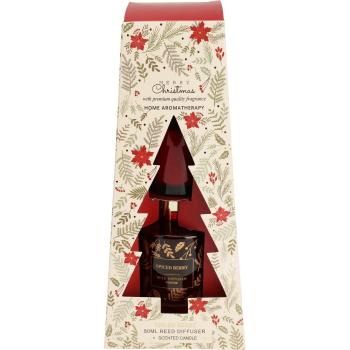 Darčeková sada difuzéra a sviečky Merry Christmas Spiced berry, 2 ks