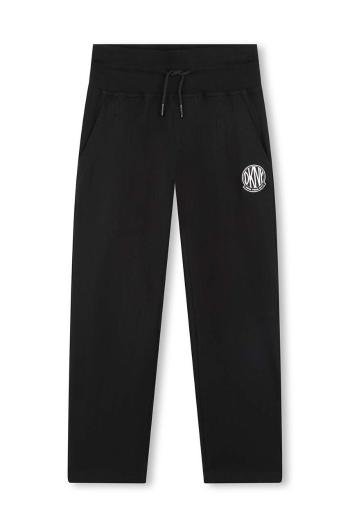 Detské tepláky Dkny čierna farba, jednofarebné, D60226