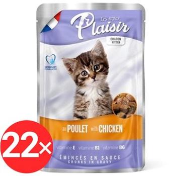 Plaisir Cat kapsička kitten kuracie v omáčke 22× 100 g (8595657301041)