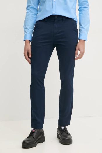 Nohavice Tommy Jeans pánske, tmavomodrá farba, priliehavé, DM0DM20282
