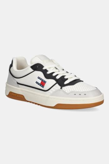 Kožené tenisky Tommy Jeans TJM CUPSOLE ELEVATED LEATHER biela farba, EM0EM01585