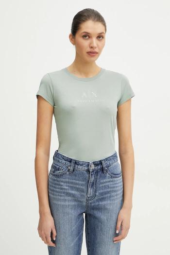 Bavlnené tričko Armani Exchange dámske, zelená farba, XW000386 AF10354