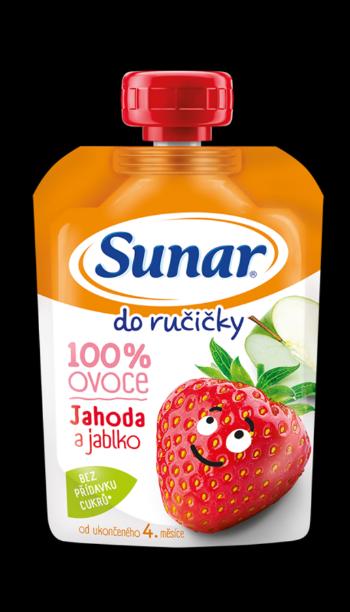 Hero Sunar Do ručičky JAHODA a jablko 100 % ovocia 4+ 100 g,SUNAR Kapsička Do ručičky jahoda, jablko 100 g