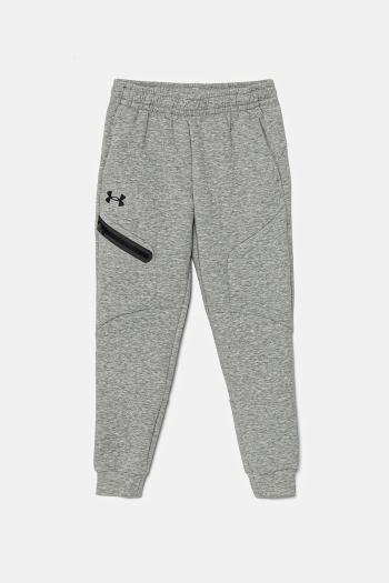 Detské tepláky Under Armour Unstoppable Flc Jogger šedá farba, melanžové, 1386689