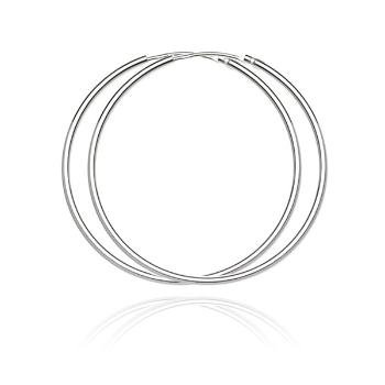 Kruhové náušnice zo striebra 925 - jednoduchý, hladký dizajn, 45 mm