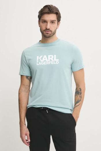 Tričko Karl Lagerfeld pánske, tyrkysová farba, s potlačou, 551235.755087