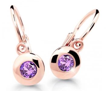 Cutie Jewellery Detské náušnice z ružového zlata C2589-10-X-4 fialová