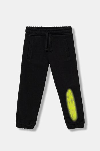 Detské bavlnené tepláky Guess čierna farba, s potlačou, N5YQ18 KAD74