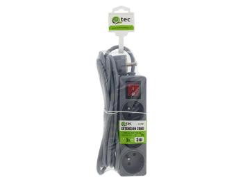 Predlžovací kábel 3 zásuvky 3m QTEC Q-396F s vypínačom