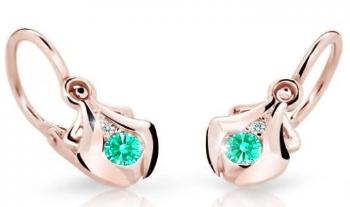 Cutie Jewellery Detské náušnice z ružového zlata C2224-10-X-4 svetlo zelená