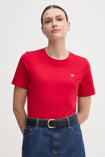 Bavlnené tričko Tommy Hilfiger dámske, červená farba, WW0WW45522