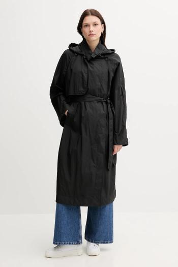 Kabát Tommy Hilfiger čierna farba, prechodná, WW0WW46445